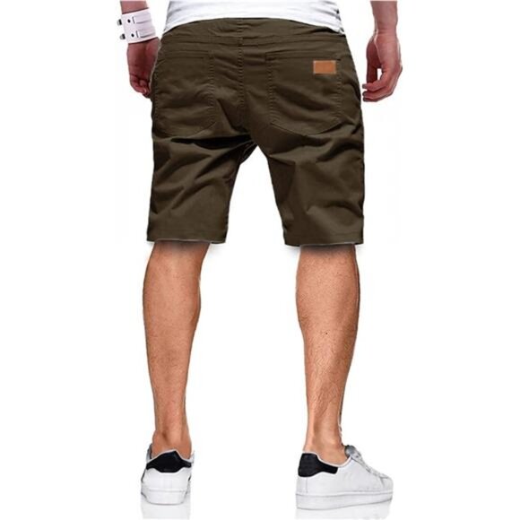 Men's‎ Casual Cotton Shorts, Drawstring Stretch Twill, Summer Beach Golf Chino - Picture 2 of 7